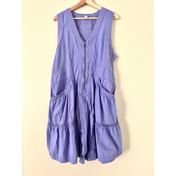 Anthropologie Daily Practice Trek Utility Mini Dress Purple Large 100% Cotton - Picture 5 of 9
